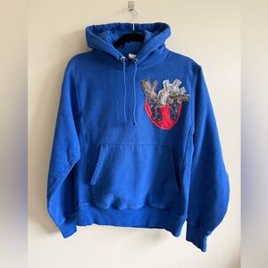 ⭐️ 11. Upcycled Patchwork -BLUEBERRY- ANATOMICAL HEART Handmade Reworked Vintage